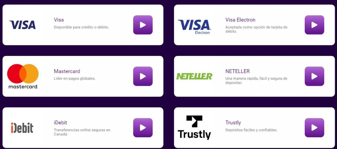 Métodos de pago en Jackpot City casinos sin deposito chile metodos